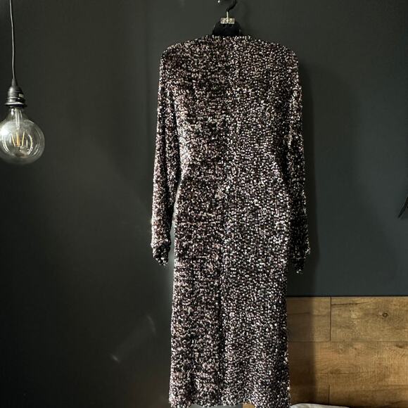NICOLE FARHI Sequin Belted Wrap Dress Size 4 - Picture 8 of 14